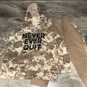 Camouflage Hoodie and Tan Joggers Set